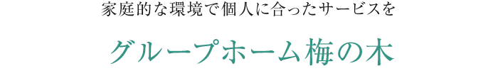 家庭的な環境で個人に合ったサービスを グループホーム梅の木